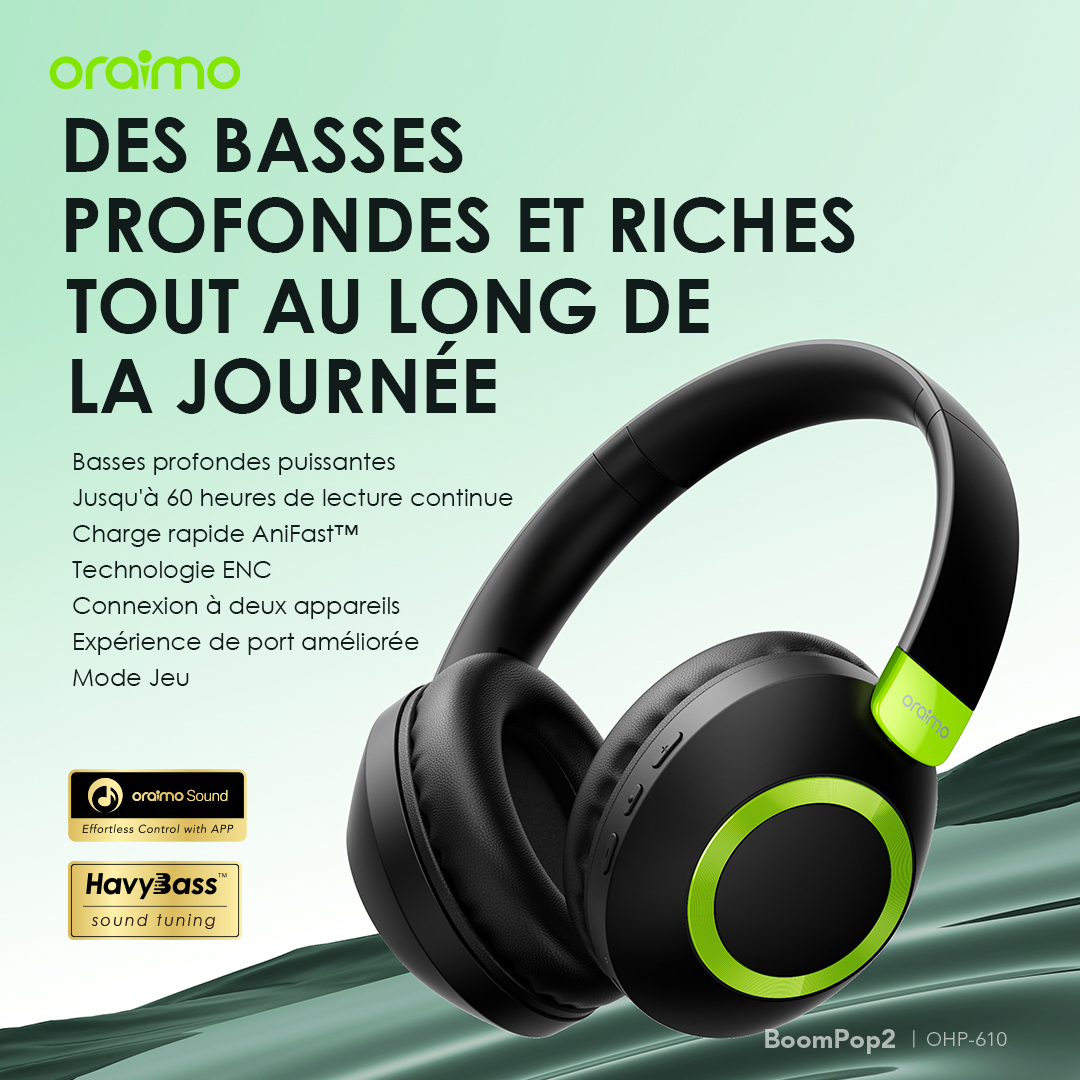 Oraimo Boompop Casque Sans Fil Connectivit Double Appareil Avec