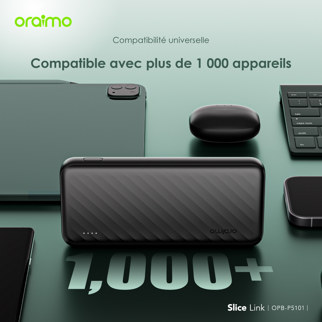 Produit oraimo Slice Link Banque d'alimentation 10000mAh 12W