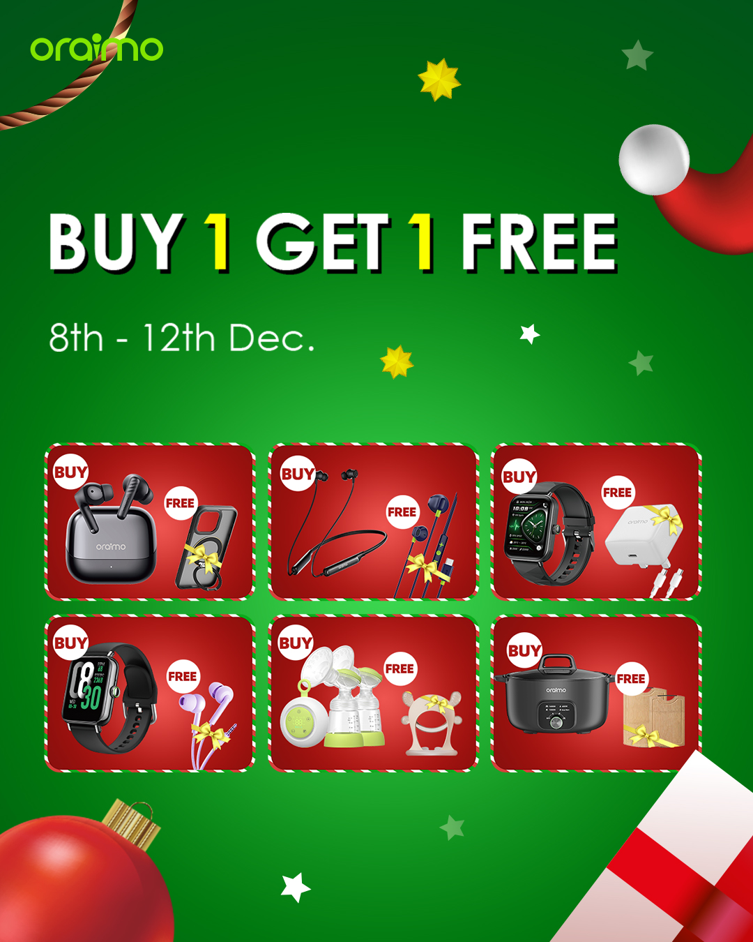 oraimo 2025 christmas buy 1 get 1 free