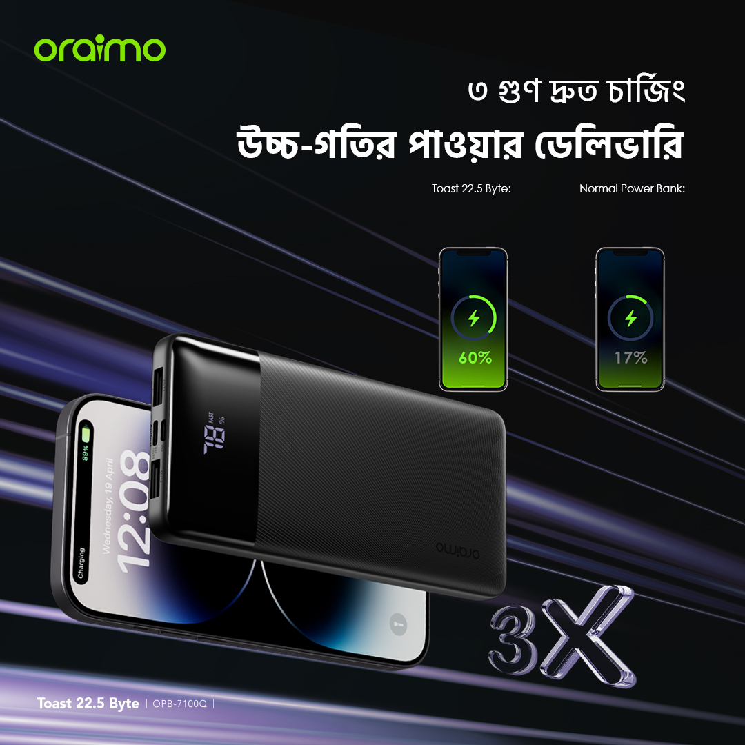 পাওয়ার ব্যাংক Toast 22.5 Byte OPB-7100Q ৩ গুণ দ্রুত চার্জিং