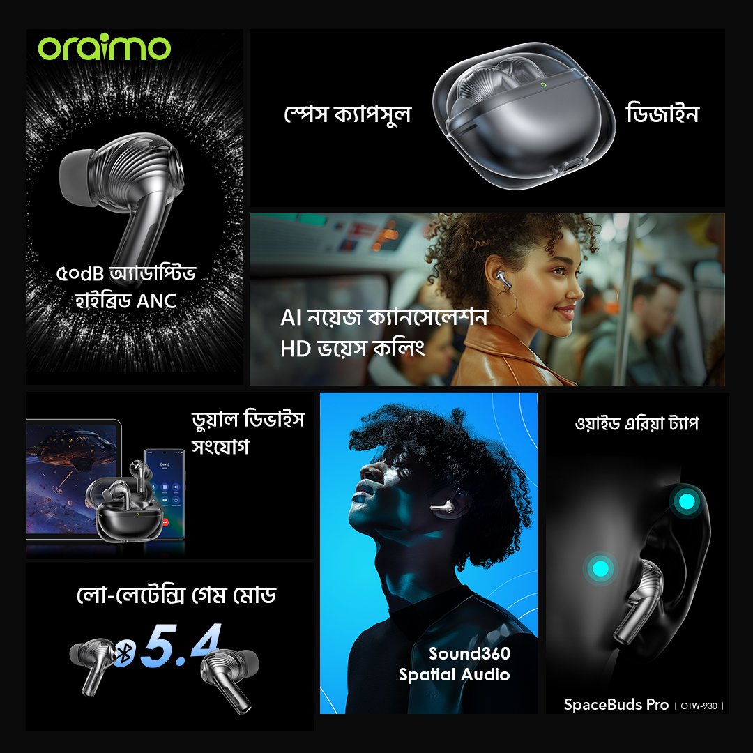 ট্রু ওয়্যারলেস ইয়ারবাডস SpaceBuds Pro OTW-930 features