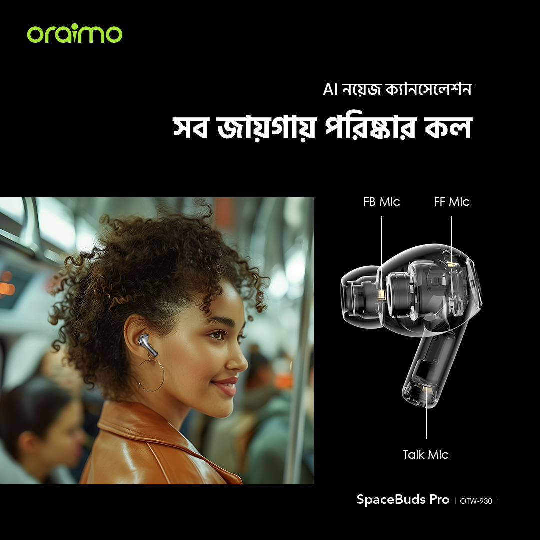 ট্রু ওয়্যারলেস ইয়ারবাডস SpaceBuds Pro OTW-930 এআই নয়েজ ক্যানসেলেশন