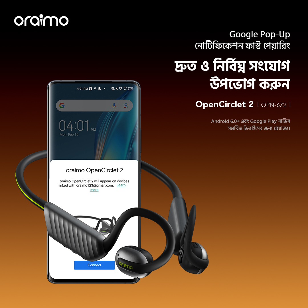 ওপেন-ইয়ার হেডফোন OpenCirclet 2 OPN-672 Google Pop-Up নোটিফিকেশন