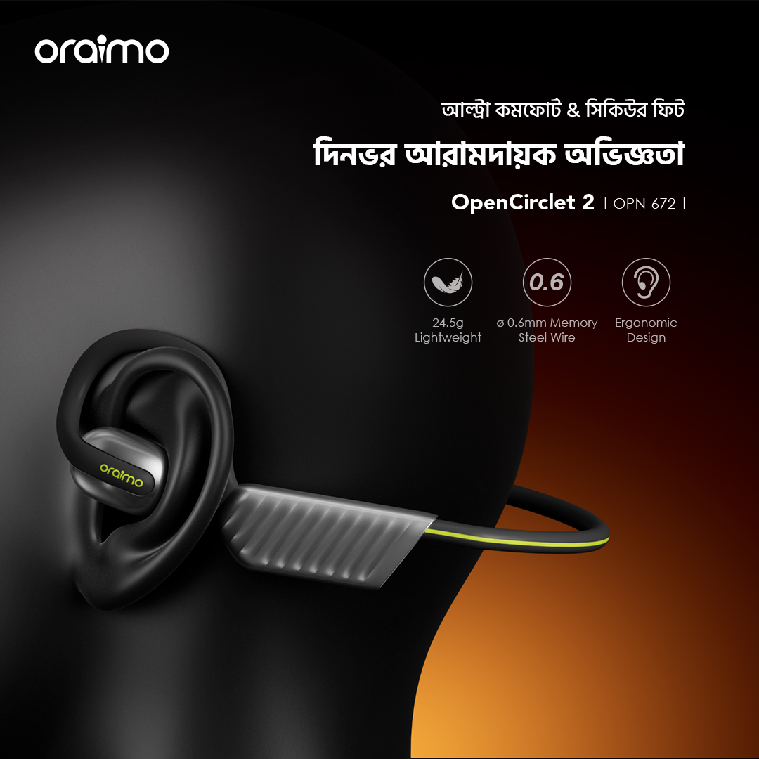 ওপেন-ইয়ার হেডফোন OpenCirclet 2 OPN-672 কমফোর্ট & সিকিউর ফিট