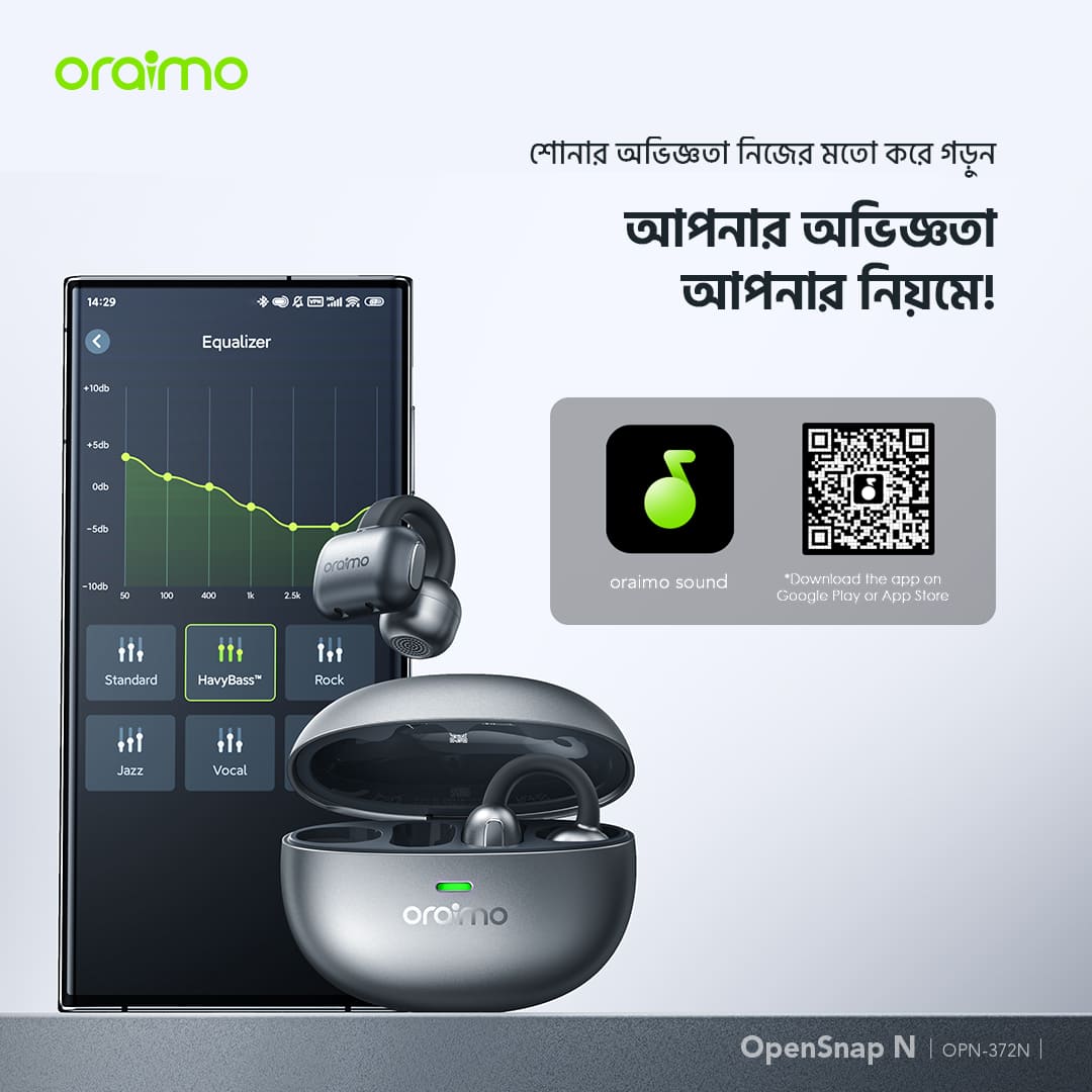 oraimo Open-Ear Headphones OpenSnap N OPN-372N BD customized your listening