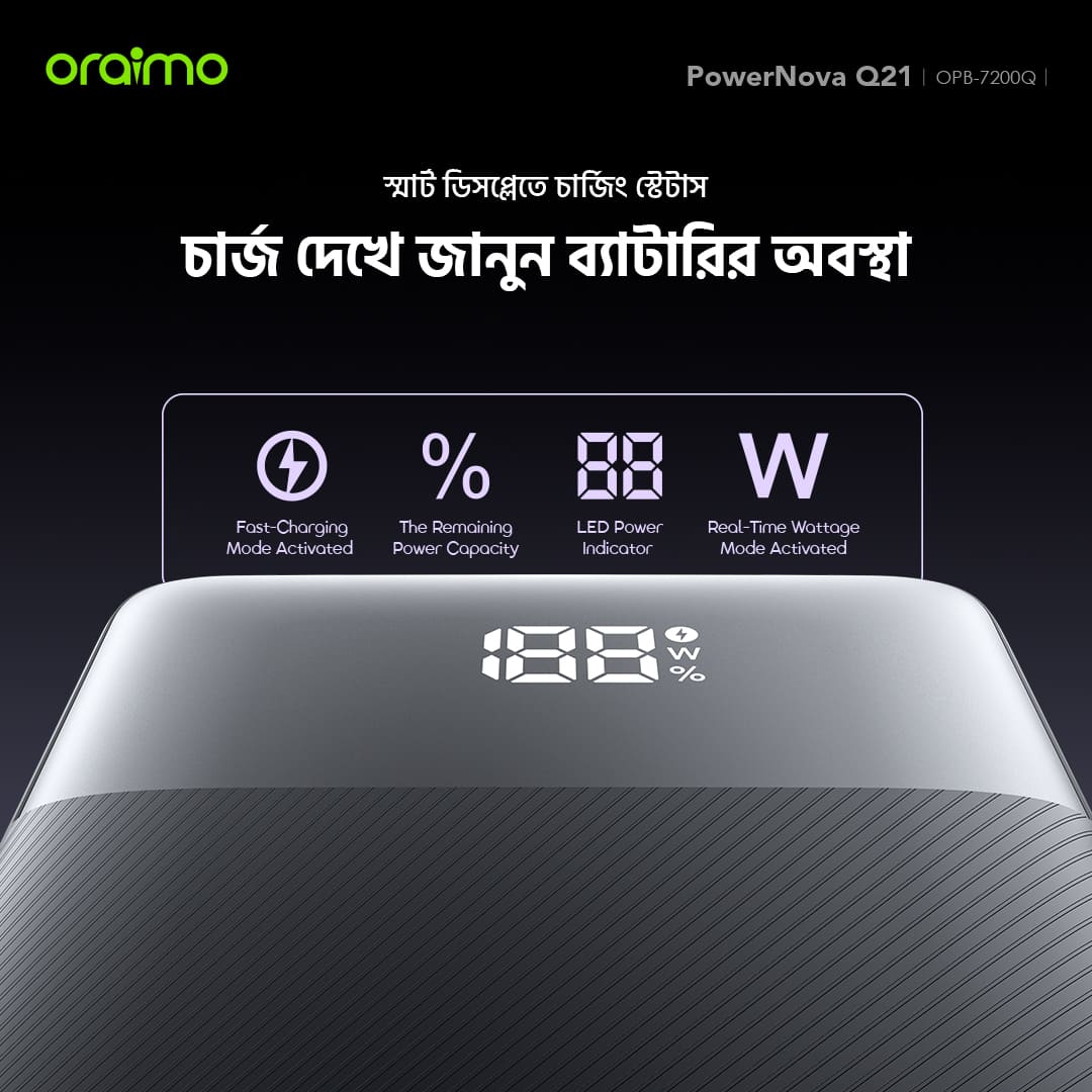 oraimo Power Bank PowerNova Q21 BD digital display