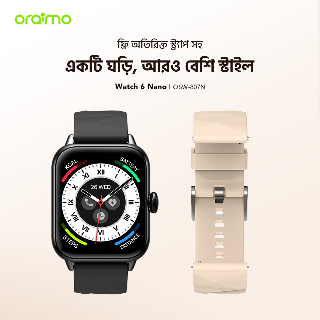 oraimo Smart Watch Watch 6 Nano OSW-807N  10 extra strap