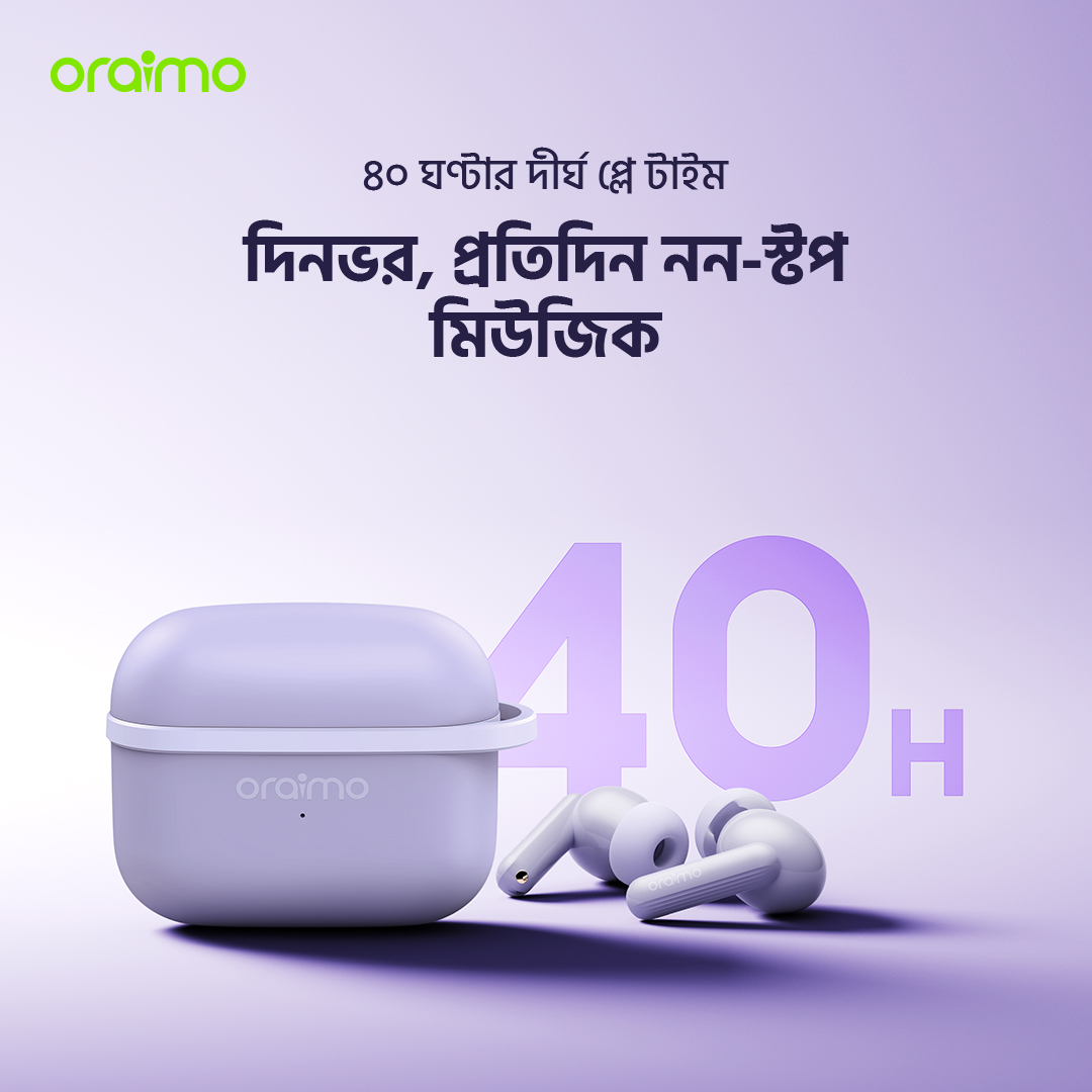 oraimo wireless earbuds SpaceBuds Lite OTW-324 bd long playtime