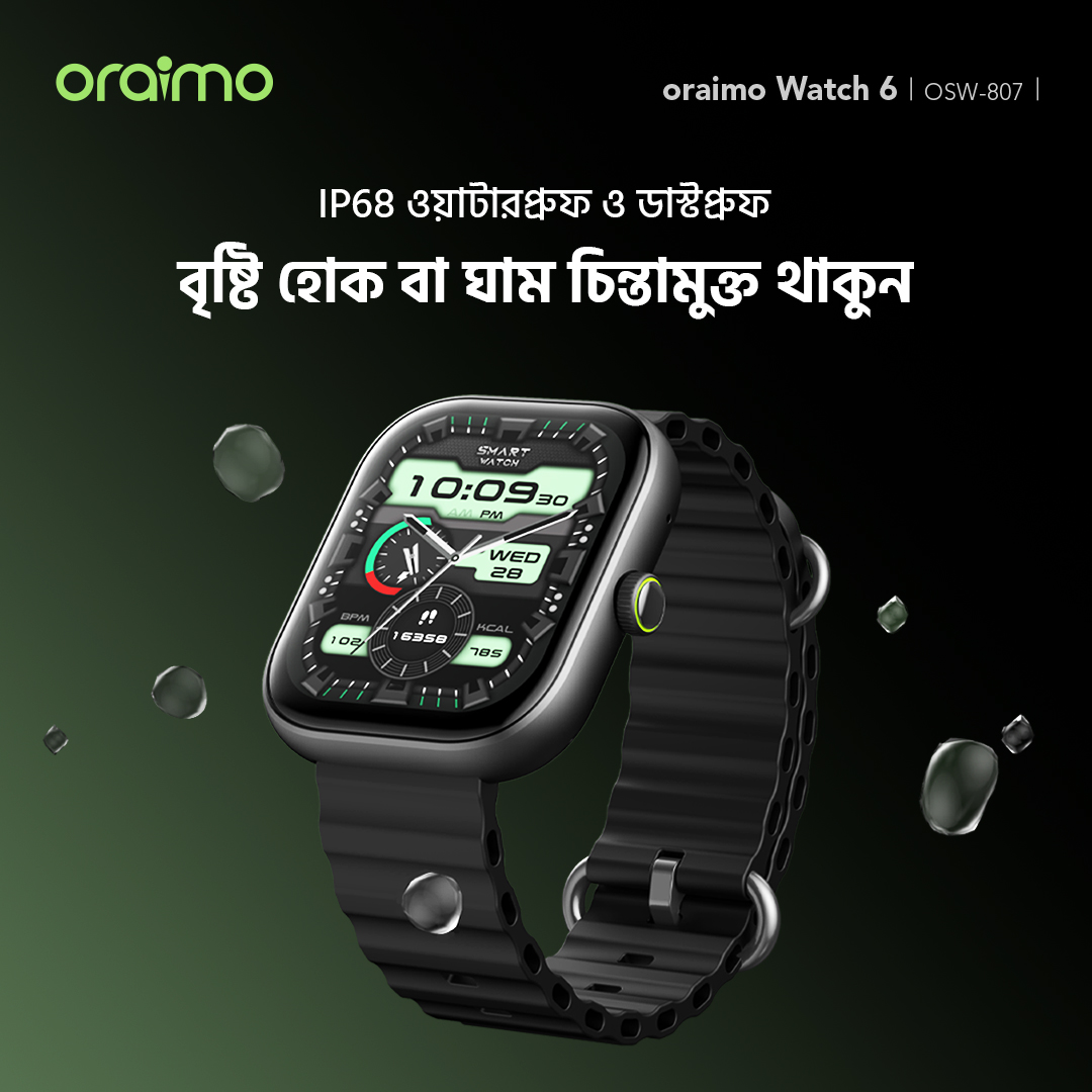 oraimo smartwatch watch 6 OSW-807 IP68 waterprood oraimo smartwatch watch 6 OSW-807 IP68 waterprood