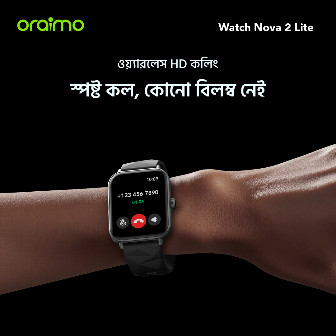 oraimo smart watch watch nova2 lite osw 814l wireless hd calling bd 11