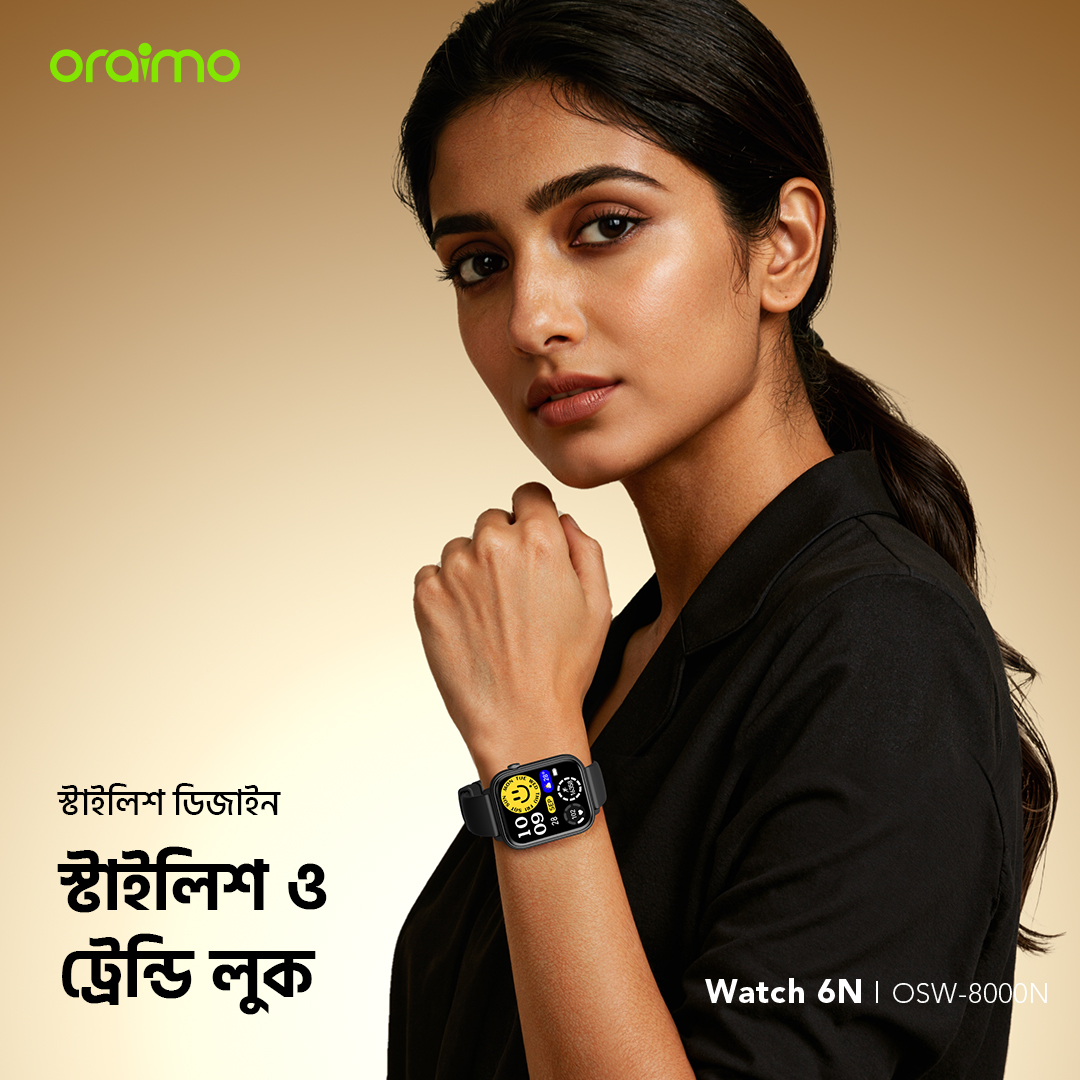 oraimo smart watch watch 6n osw 8000n stylish design 4 BD