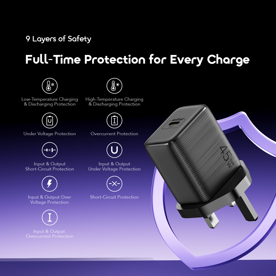 oraimo wall charger powergan 451  ocw-5451u 9 Layers of Safety