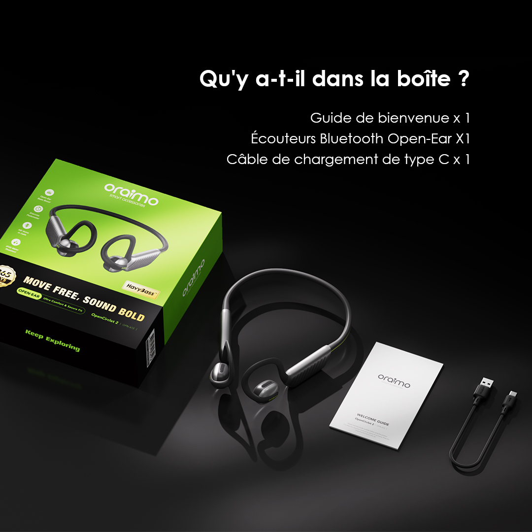 Produit oraimo OpenCirclet 2 IPX5 Steps Tracking Open-Ear Headphones