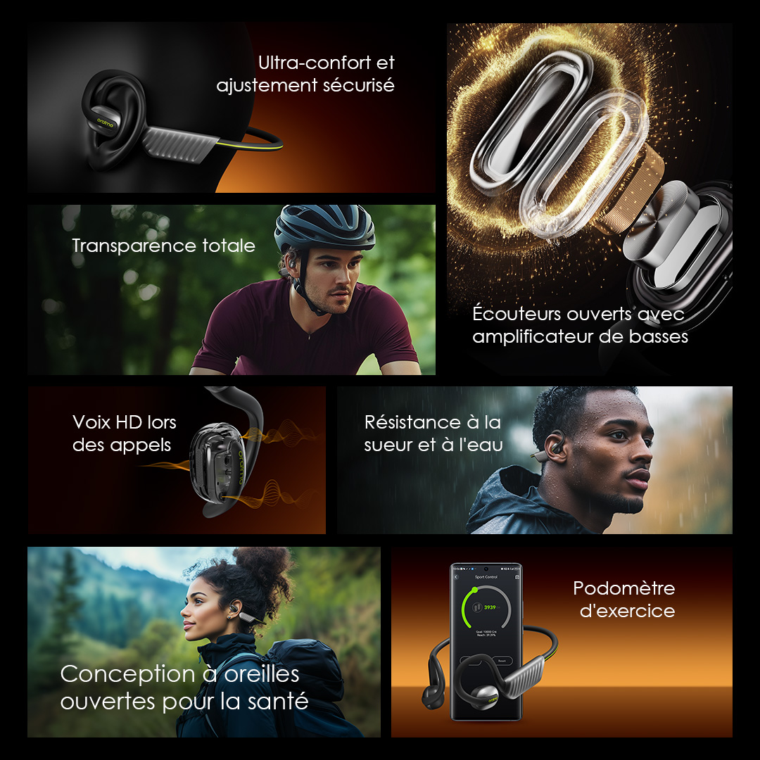 Produit oraimo OpenCirclet 2 IPX5 Steps Tracking Open-Ear Headphones