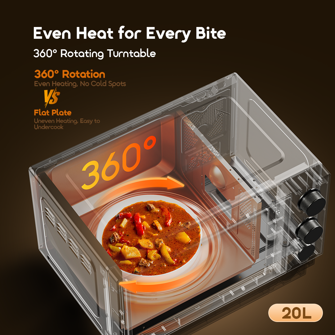 oraimo-Microwave-Oven-InfiWave-Lite-OMO-221A-8 Even Heat for Every Bite360° Rotating Turntable