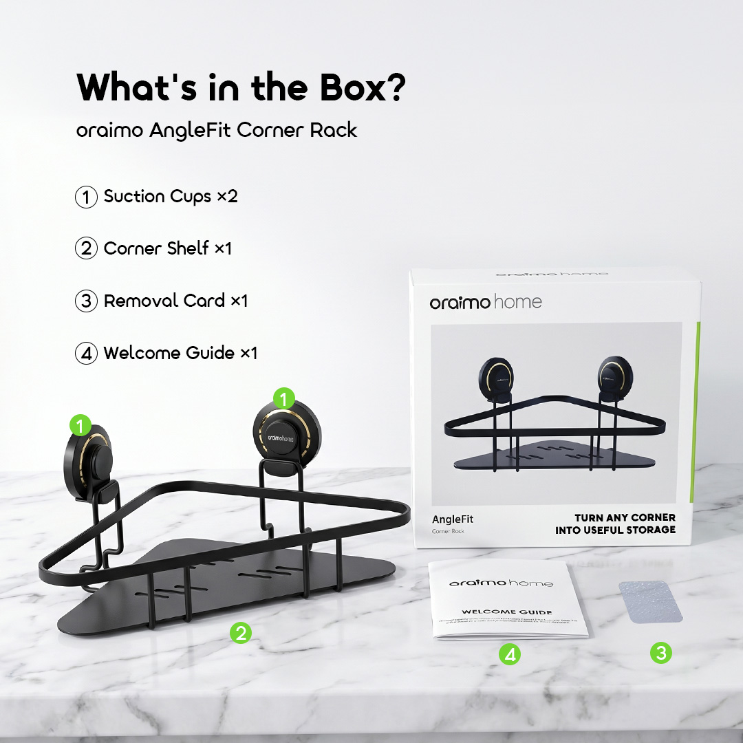 oraimo Corner Rack AngleFit OHES-003 09 What's in the Box oraimo Corner Rack AngleFit OHES-003 09 What's in the Box