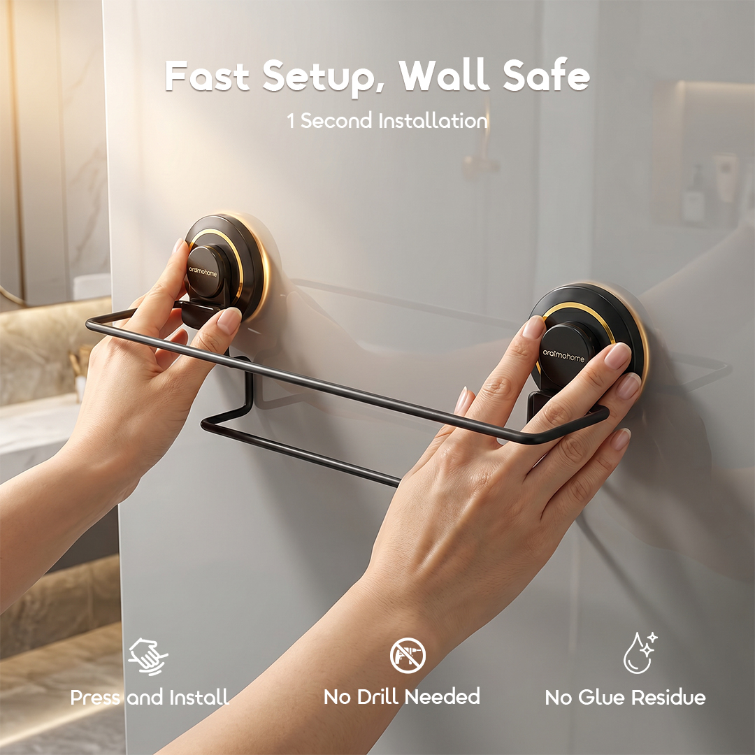 oraimo Suction Cup Towel Rail HookBar OHES-002 03 1 Second Installation