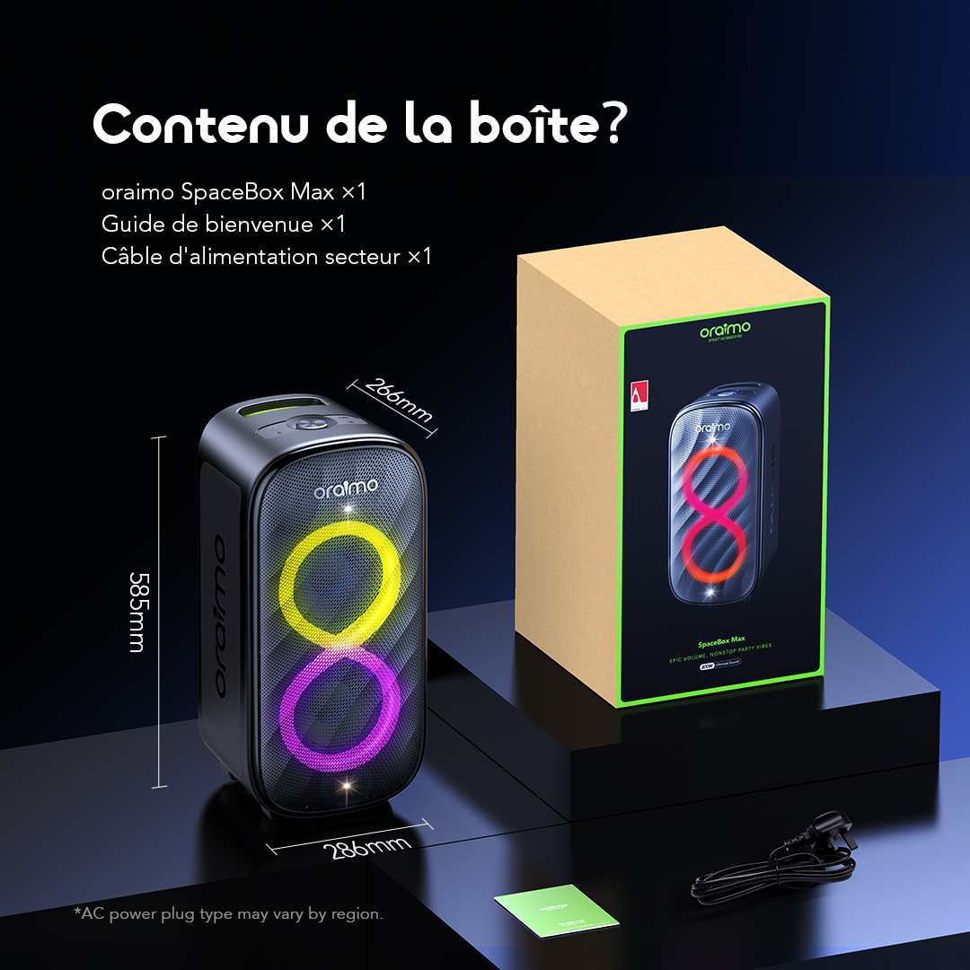 oraimo Wireless Party Speaker SpaceBox Max OBS-982 3 What's in the Box