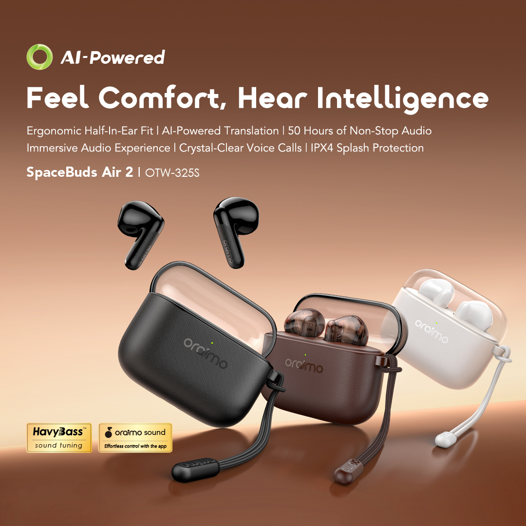 oraimo true wireless earbuds SpaceBuds Air 2 OTW-325S 01 main display