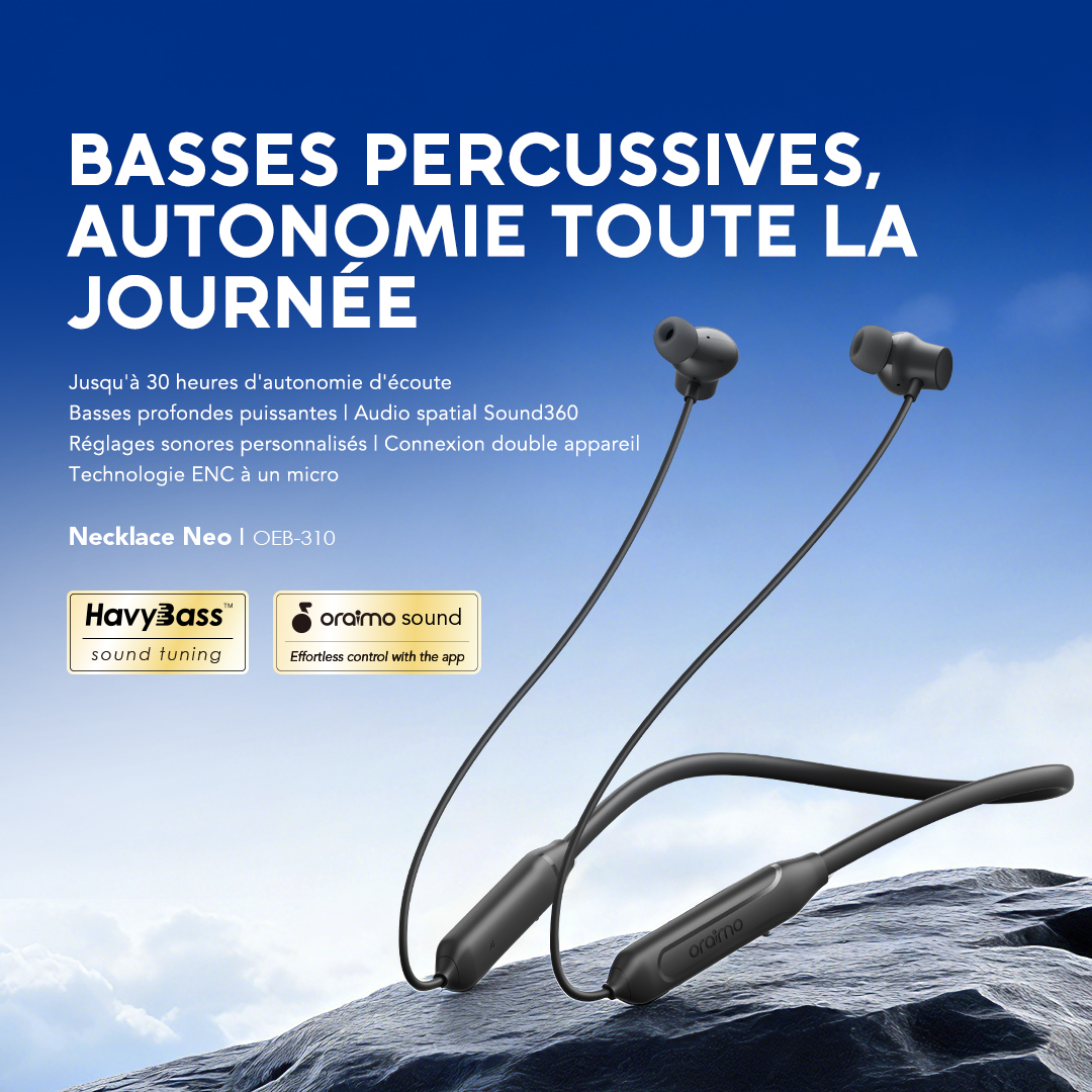 oraimo Earphone Necklace Neo OEB-310 01 THUMPING BASS, ALL-DAY BATTERY oraimo Earphone Necklace Neo OEB-310 01 THUMPING BASS, ALL-DAY BATTERY