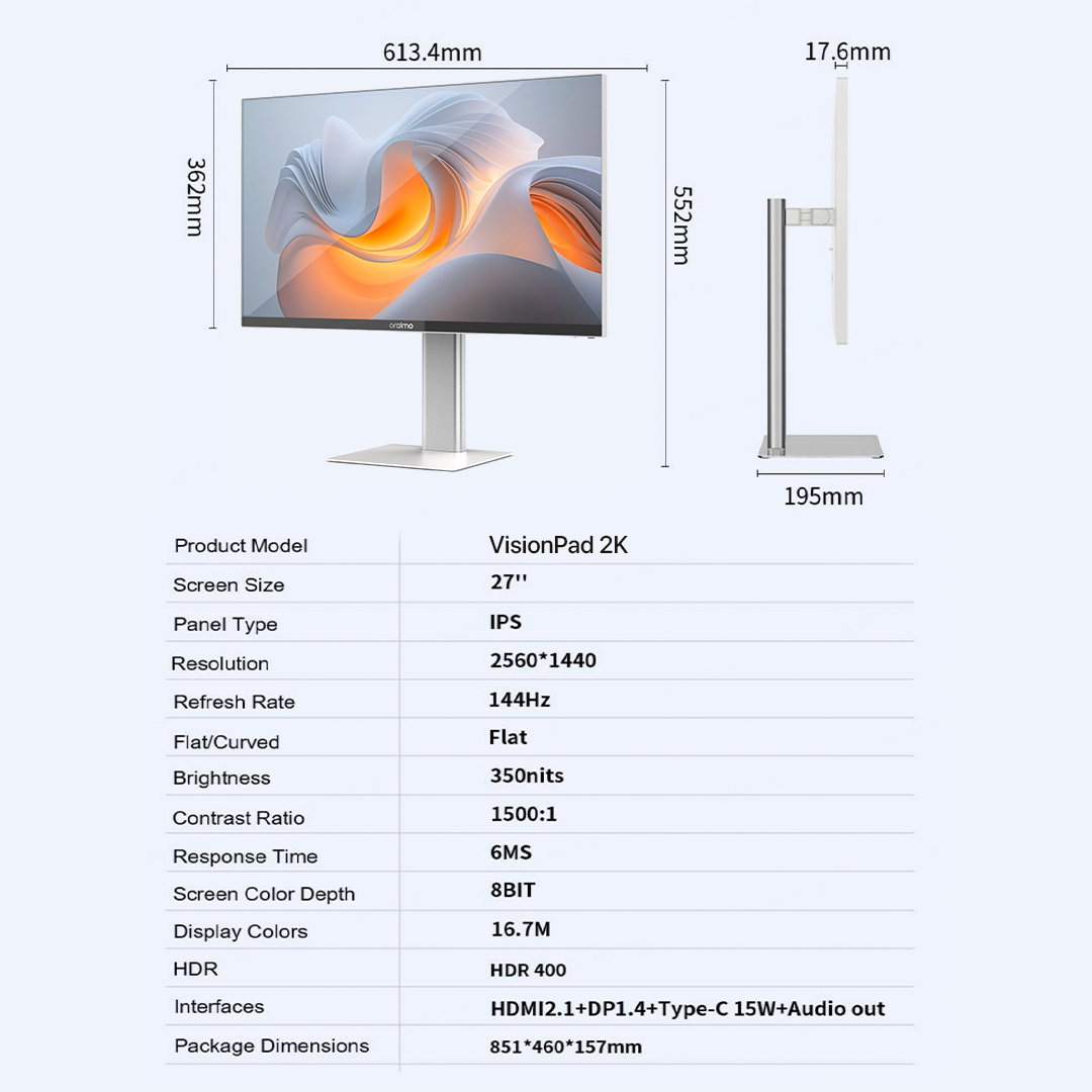 oraimo Monitor VisionPad 2K OF-SD200N 16 specifications oraimo Monitor VisionPad 2K OF-SD200N 16 specifications