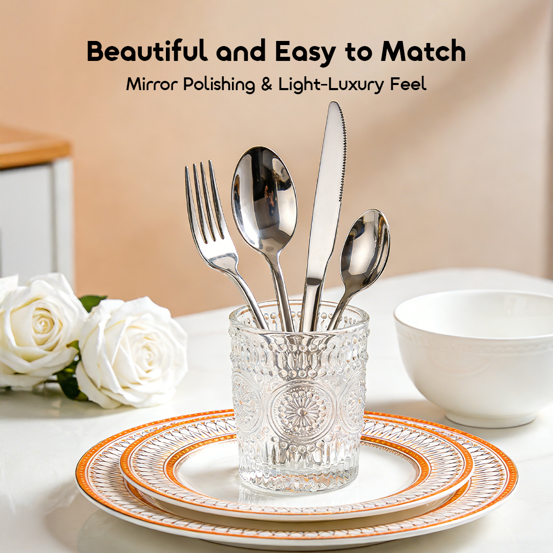 oraimo Stainless Steel Tableware Set (24pcs) HomeServe OHKS-001 4 Mirror Polishing & Light-Luxury Feel