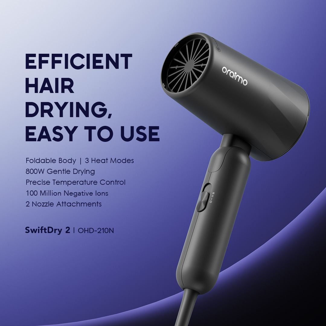oraimo swiftdry 2 hair dryer ng OHD 210N 01 efficient hair drying easy to use