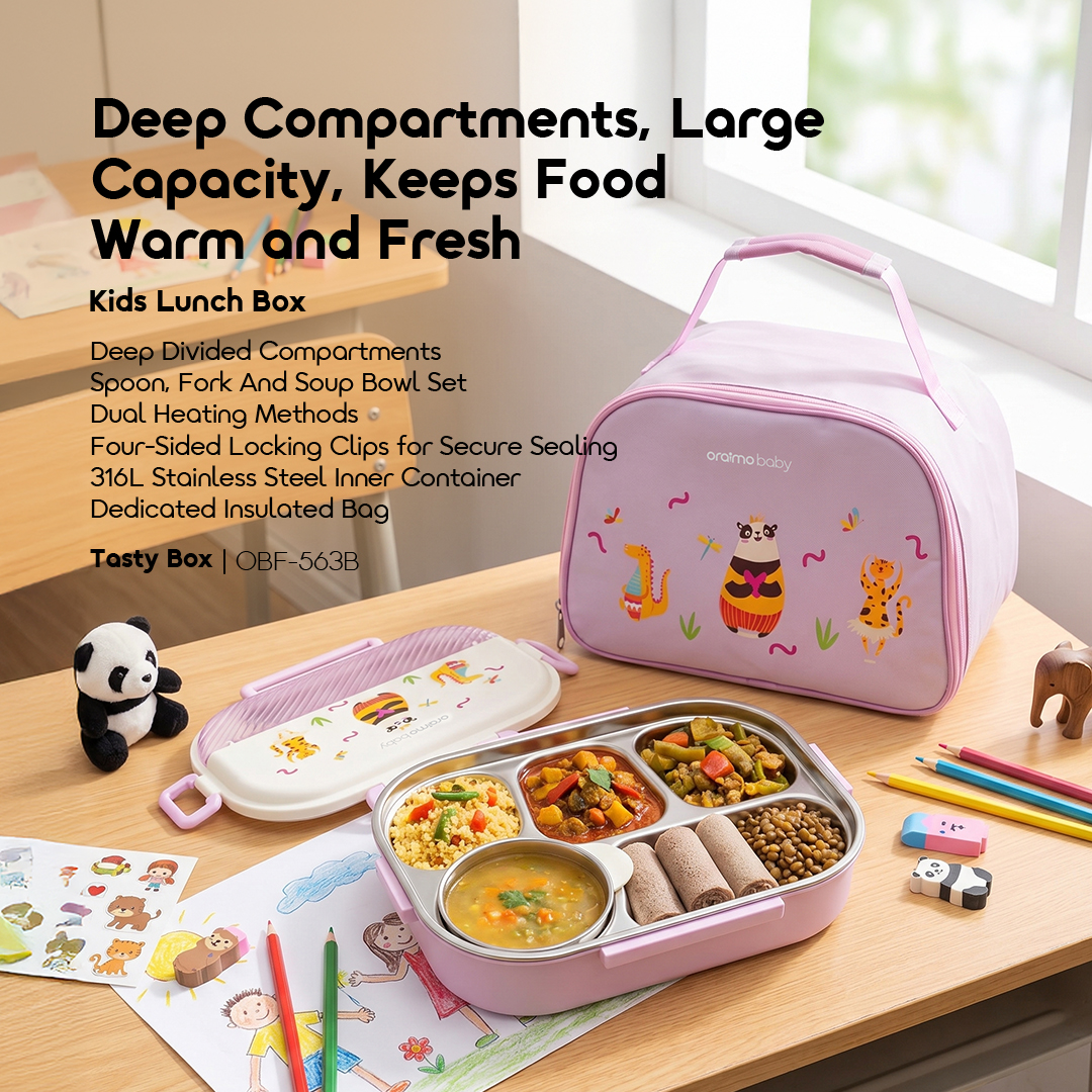 oraimo tastybox kids lunch box africa OBF-563B 01 deep compartments large capacity keeps food warm and fresh