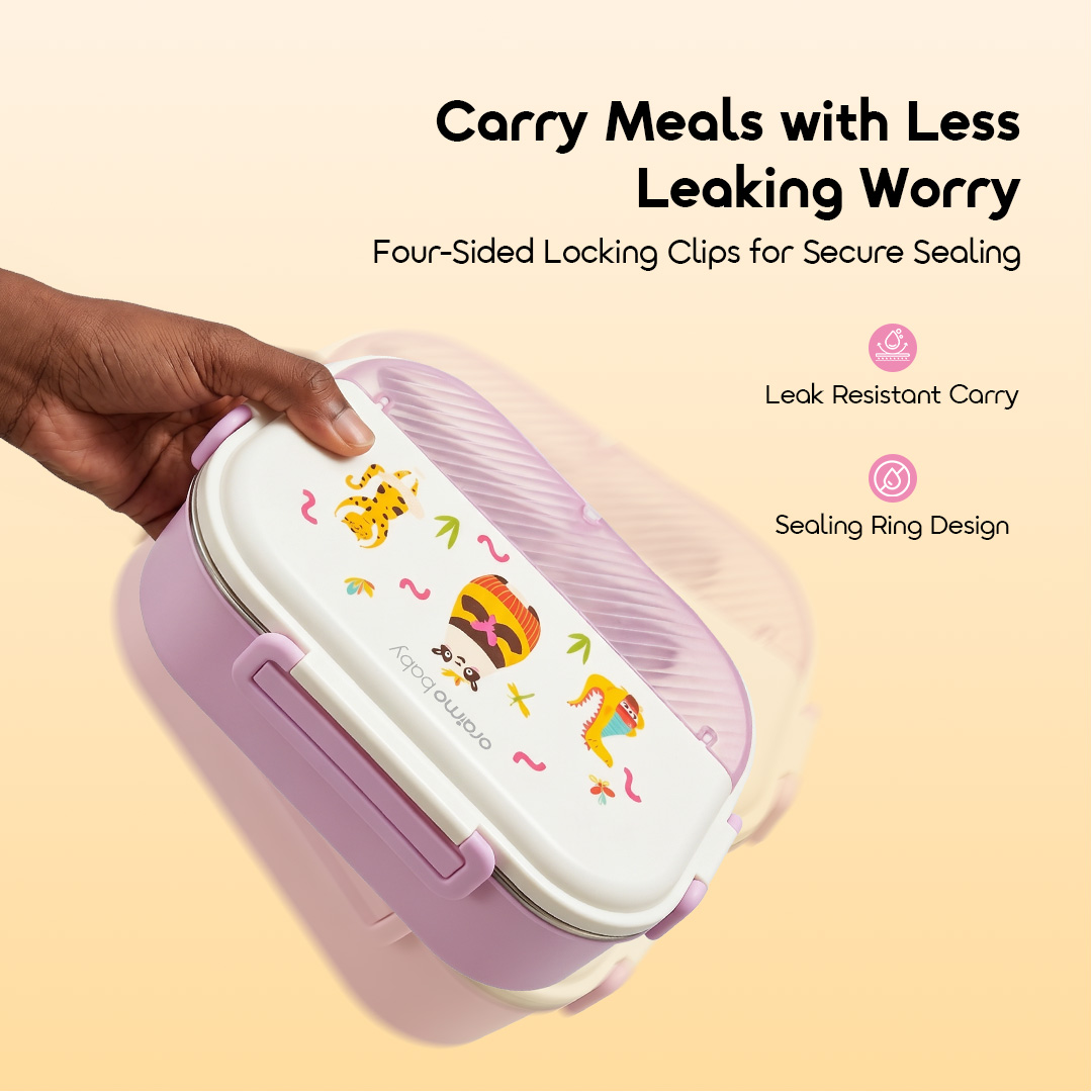 oraimo tastybox kids lunch box africa OBF-563B 05 carry meals with less leaking worry four-sided locking clips