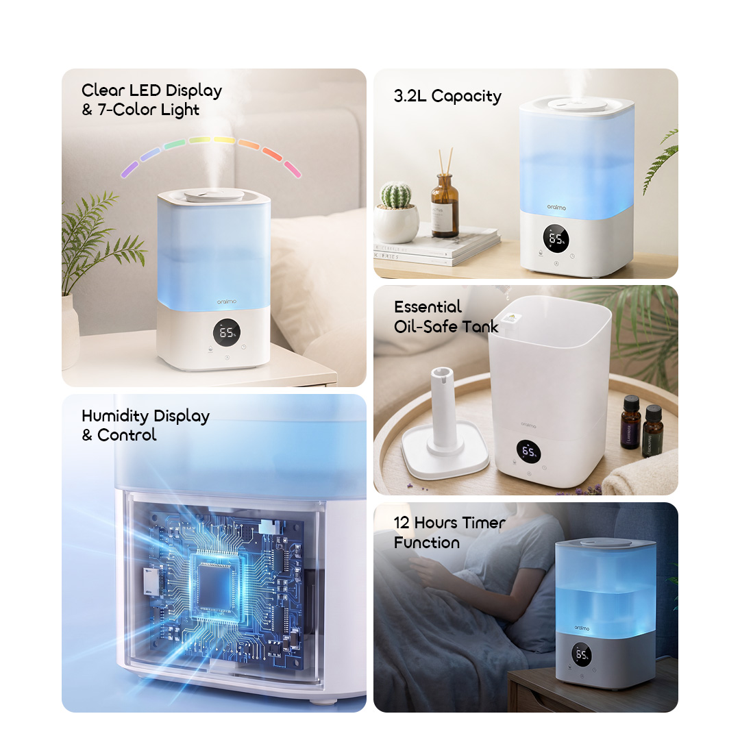 oraimo MistGlow humidifier OHM-201A feature overview
