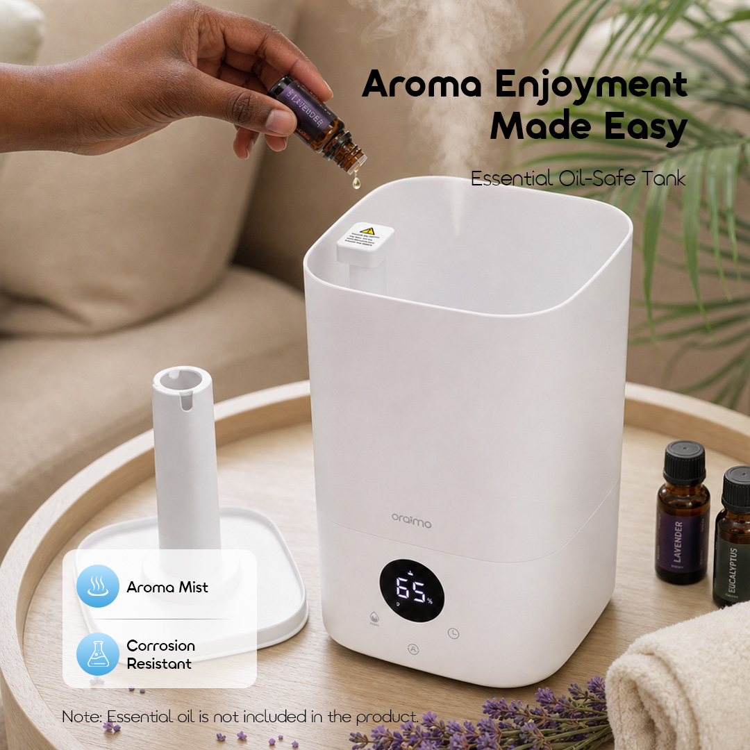 oraimo MistGlow humidifier OHM-201A essential oil safe tank aroma enjoyment made easy
