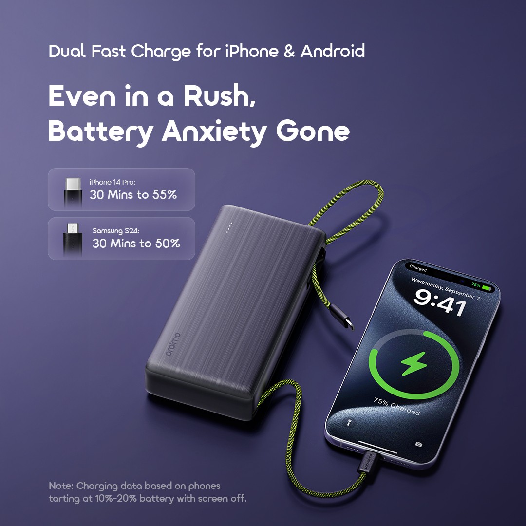 oraimo powerbank powernoval22 opb 5205cm graphiteblack 04 22.5w dual fast charge oraimo powerbank powernoval22 opb 5205cm graphiteblack 04 22.5w dual fast charge