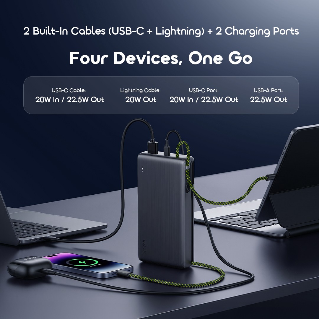 oraimo powerbank powernoval22 opb 5205cl graphiteblack 06 charge 4 devices simultaneously