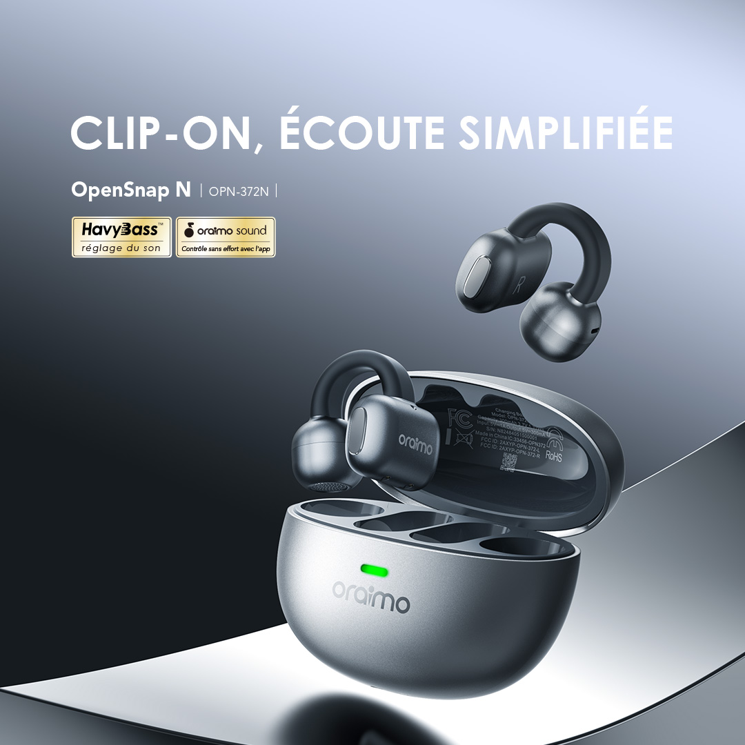 oraimo OpenSnap N Écouteurs Sans Fil Véritables à Conduction Ouverte