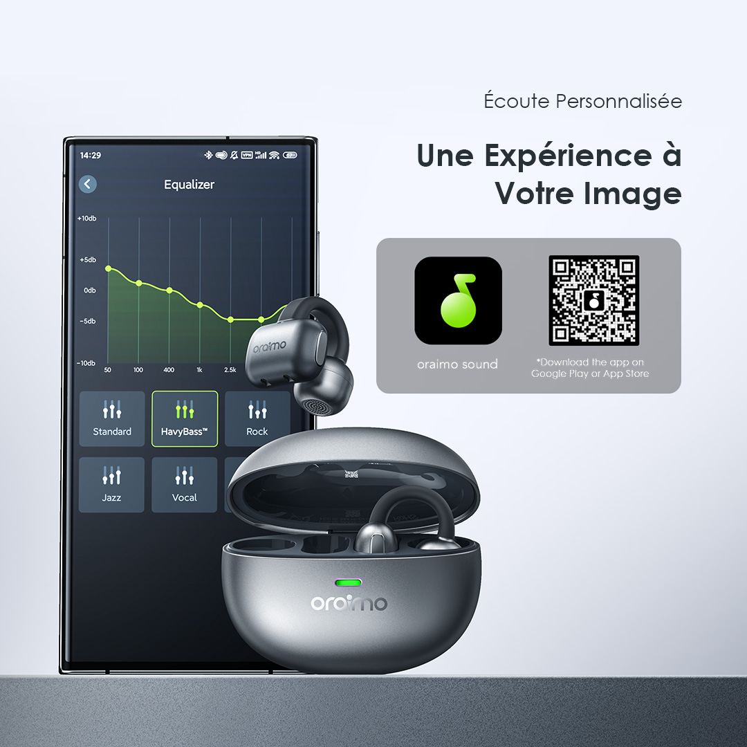 oraimo OpenSnap N Écouteurs Sans Fil Véritables à Conduction Ouverte