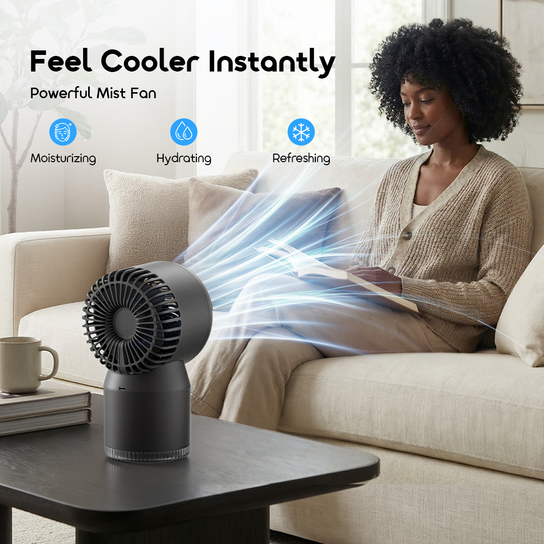oraimo Desktop Fan Global ODF-502A 2 Feel Cooler Instantly Moisturizing Hydrating Refreshing