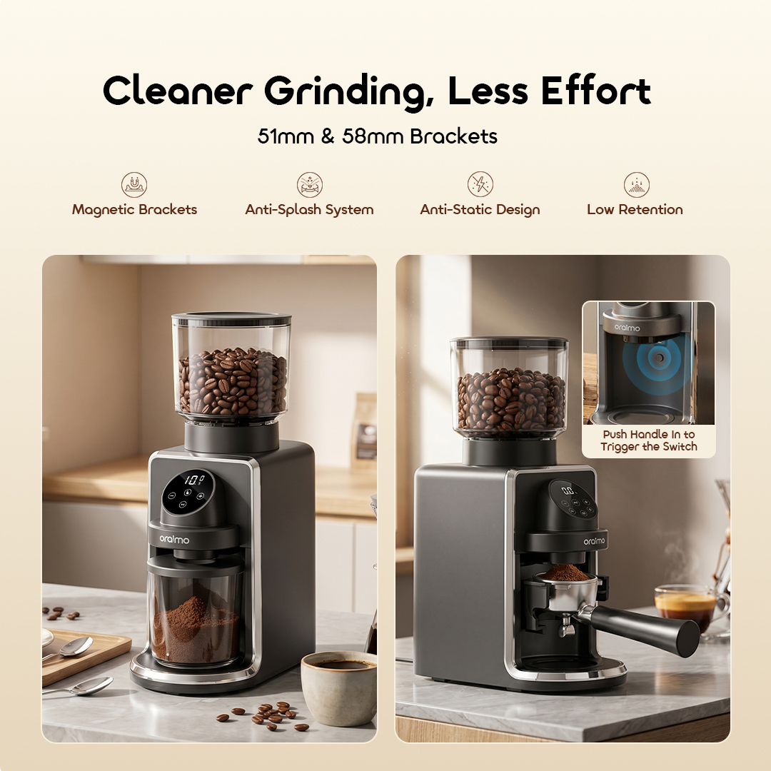 oraimo Conical Burr Grinder BeanGrind Pro OCB-521A 06 Cleaner Grinding, Less Effort