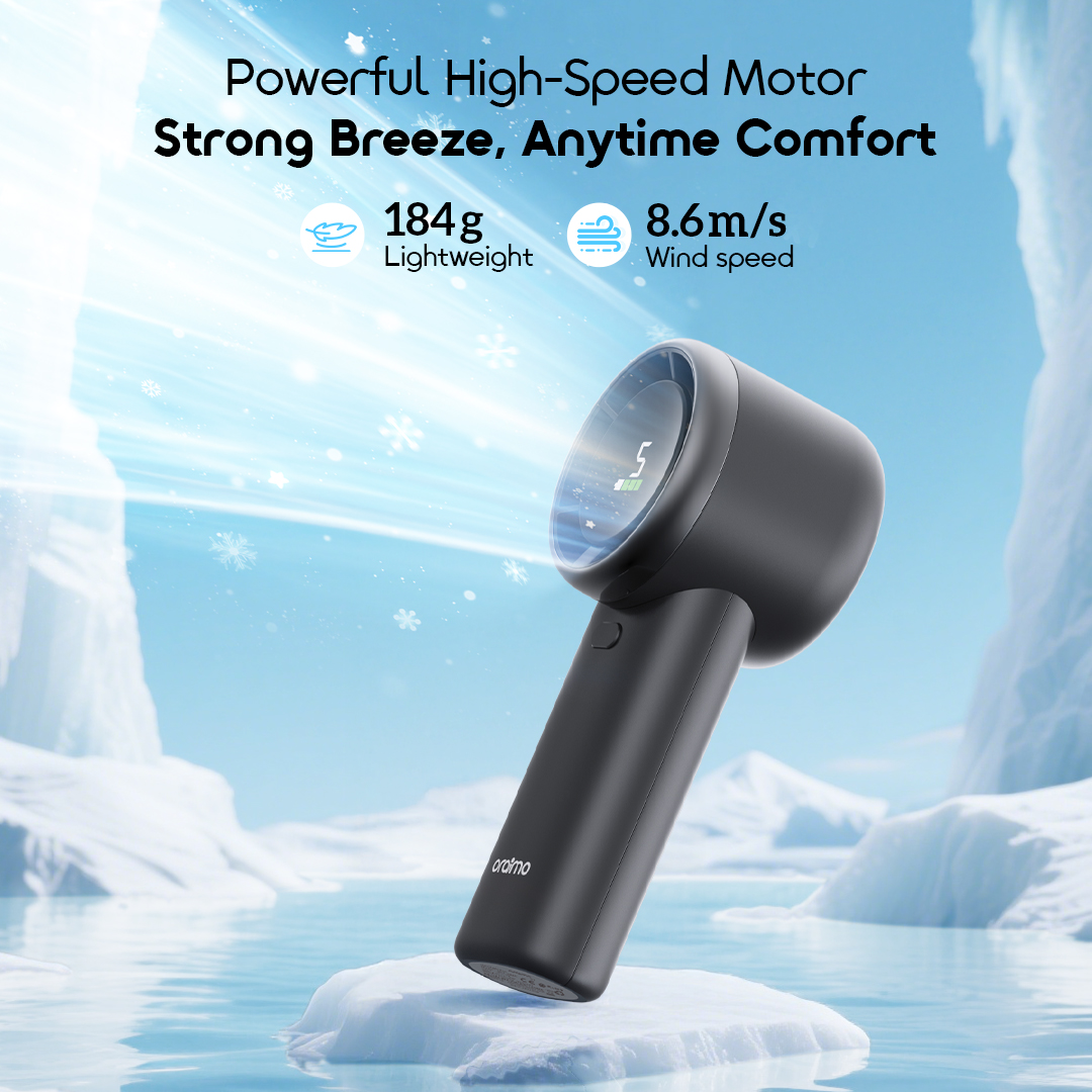 oraimo Handheld Fan-TurboFan Air OHF 502A Strong High Speed Motor oraimo Handheld Fan-TurboFan Air OHF 502A Strong High Speed Motor