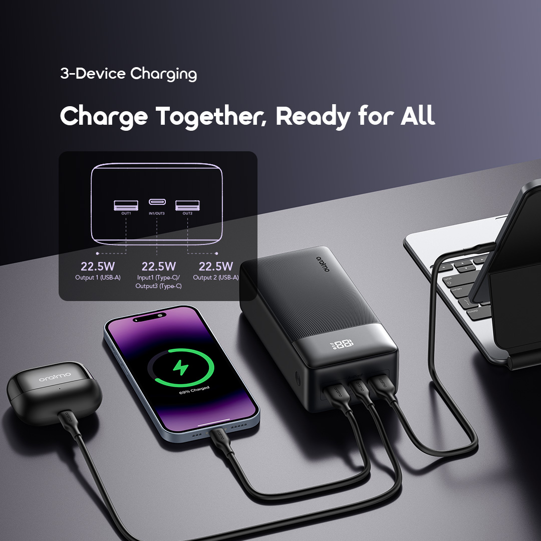 oraimo 27000mAh Power Bank PowerNova QF1 OPB-7270Q 3-Devices Charging oraimo 27000mAh Power Bank PowerNova QF1 OPB-7270Q 3-Devices Charging