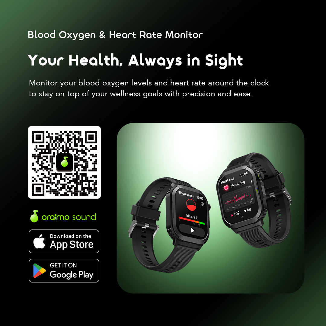 oraimo hd display smart watch watch lumos n osw-808n health monitor 7