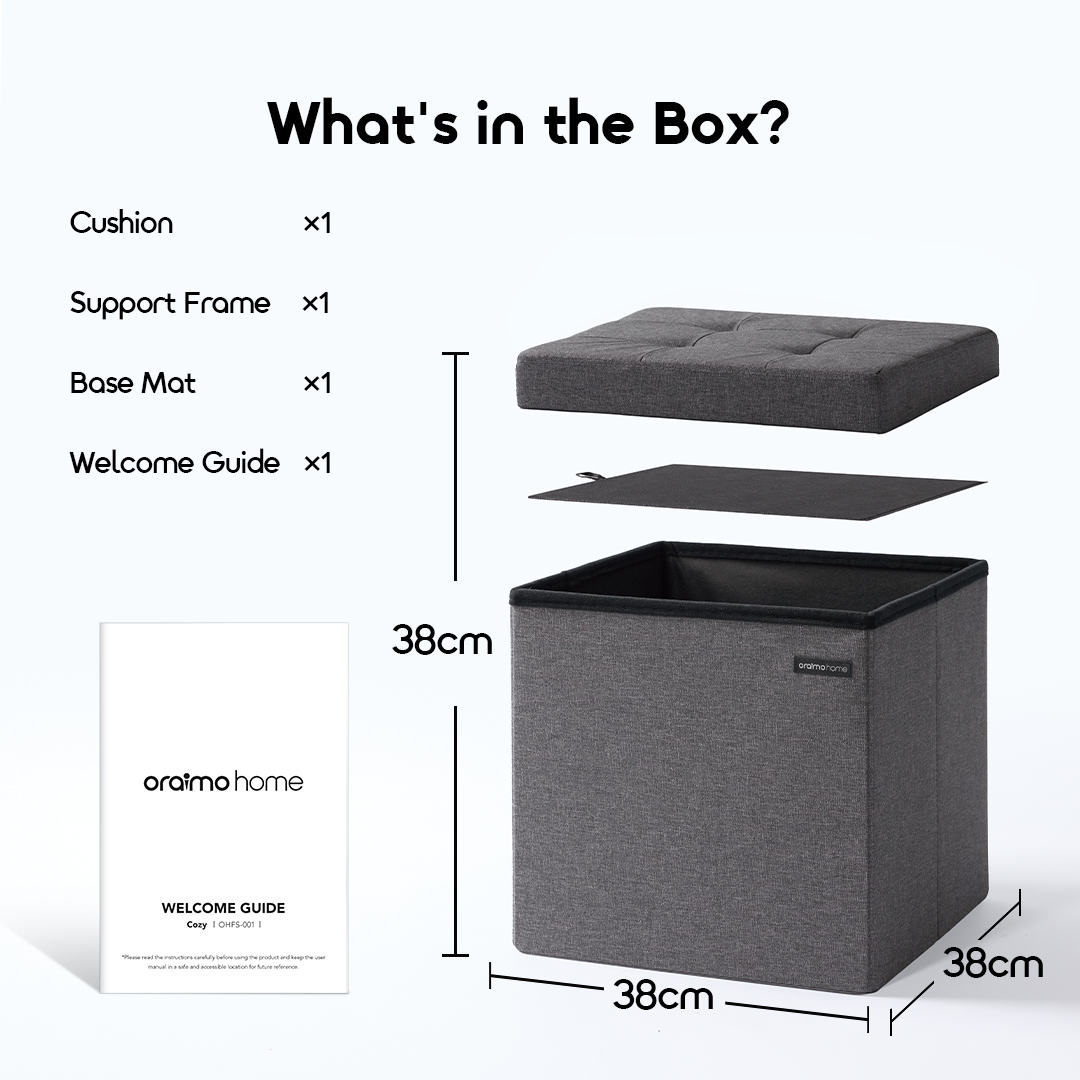 oraimo coffre de rangement ottoman Cozy OHFS-001 emballage