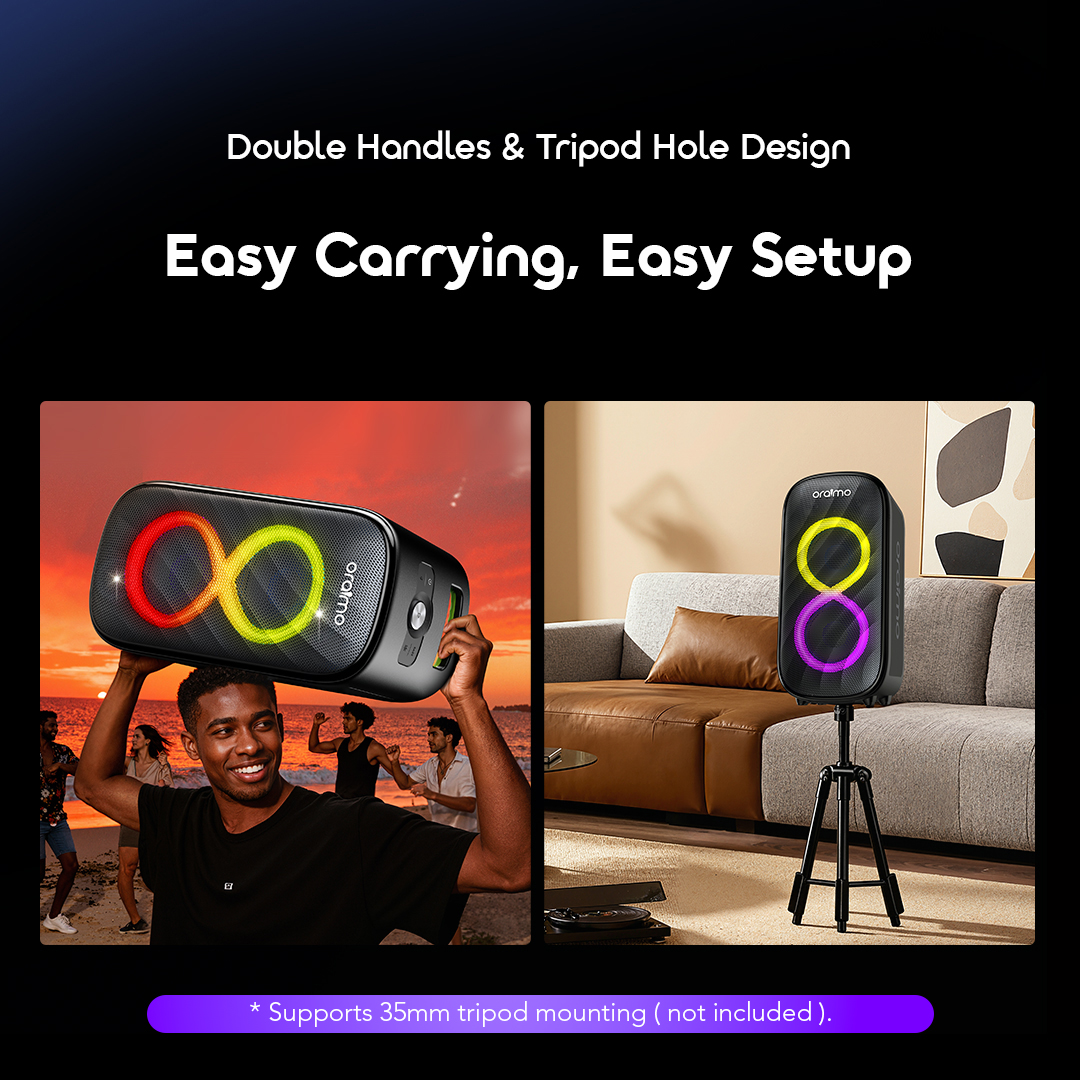 oraimo Wireless Party Speaker SpaceBox Max OBS-982 9 Double Handles & Tripod hole design