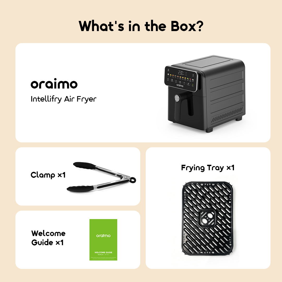 oraimo Air Fryer Intellifry OAF-502A-12 What's in the Box oraimo Air Fryer Intellifry OAF-502A-12 What's in the Box
