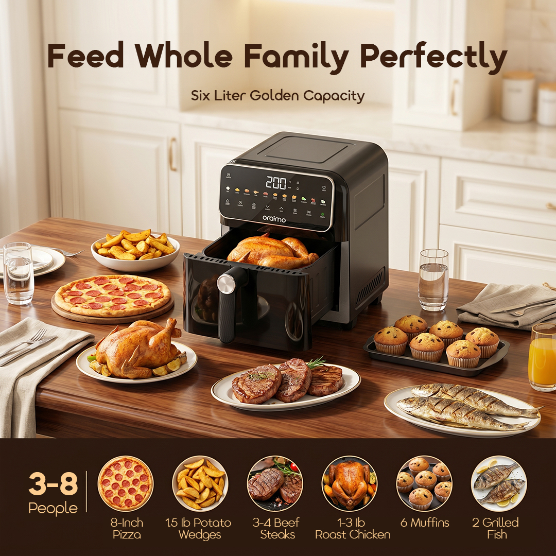 oraimo Air Fryer NutriFry S1 OAF-261A-09 Six Liter Golden Capacity