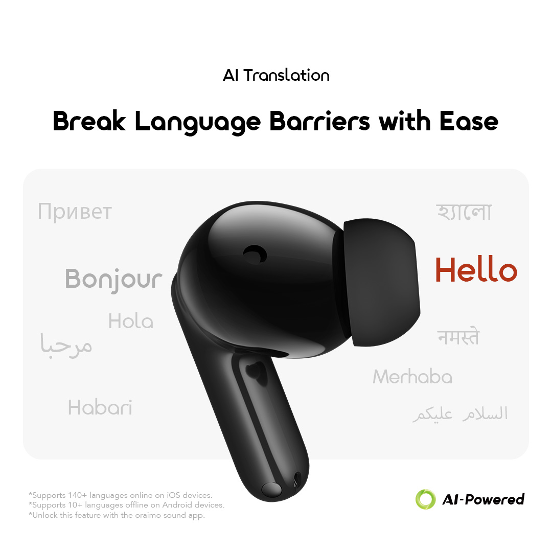 oraimo True Wireless Earbuds SpaceBuds HAYATO OTW-325 09 AI Translation AI-Powered