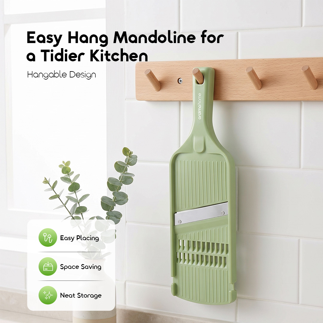 oraimo Handheld Mandoline Slicer ChopHub OHKC‑016 5 Easy Hang Mandoline for a Tidier Kitchen Easy Placing Space Saving Neat Storage