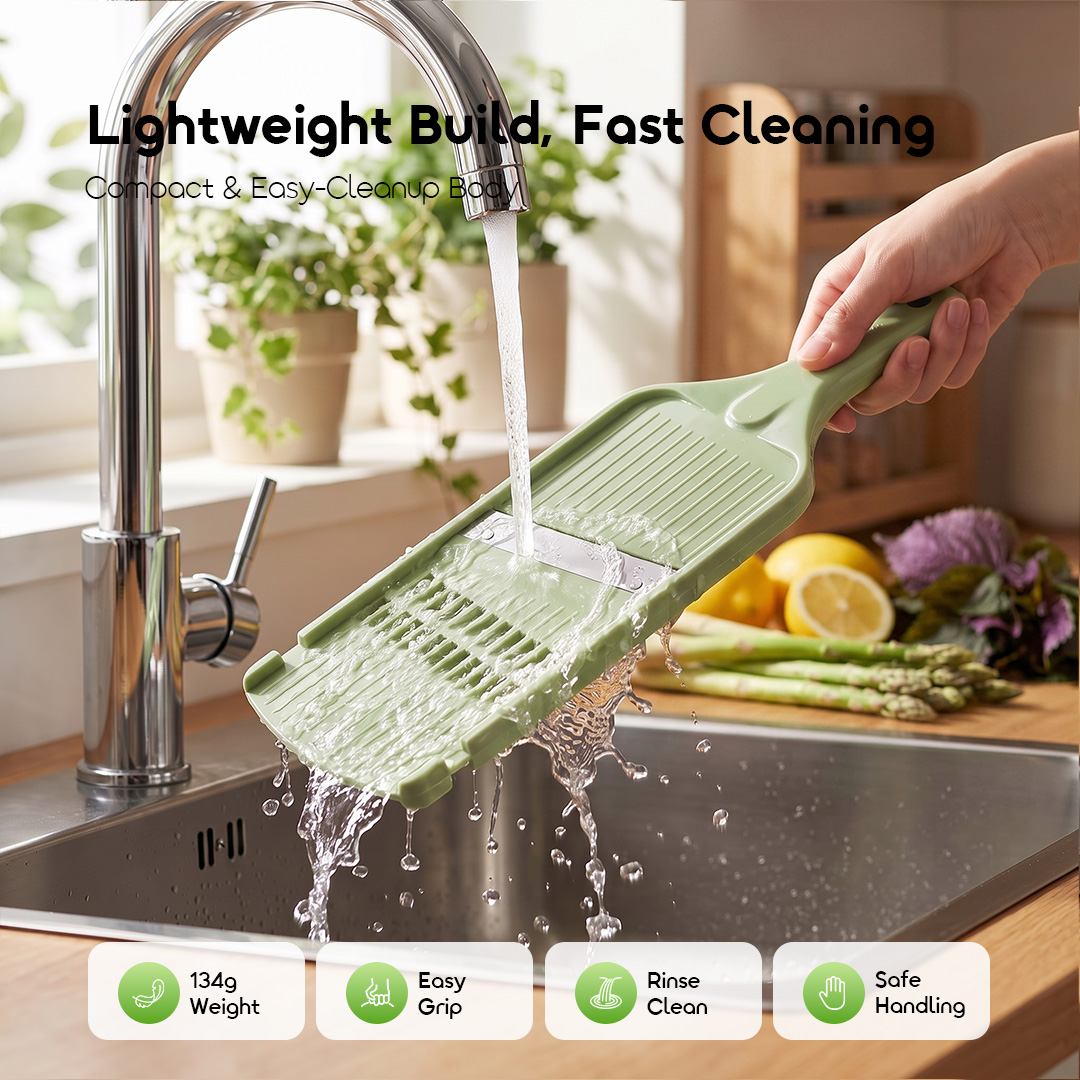 oraimo Handheld Mandoline Slicer ChopHub OHKC‑016 3 Lightweight Build, Fast Cleaning 134g Weight Easy Grip Rinse Clean Safe Handling