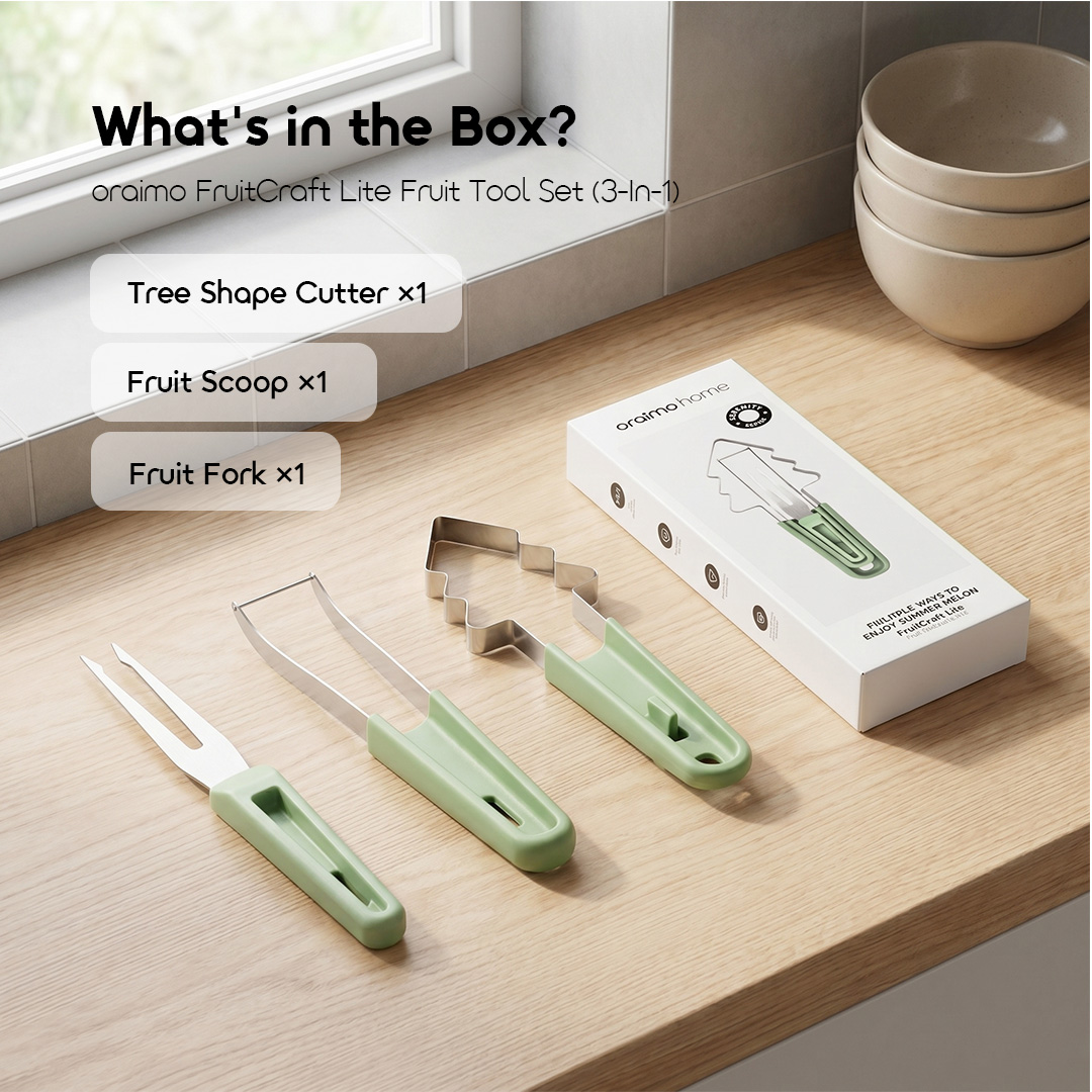 oraimo-fruitcraft-lite-fruit-tool-set-3-in-1-ohkc-010-06-whats-in-the-box-tree-shape-cutter-fruit-scoop-fruit-fork oraimo-fruitcraft-lite-fruit-tool-set-3-in-1-ohkc-010-06-whats-in-the-box-tree-shape-cutter-fruit-scoop-fruit-fork