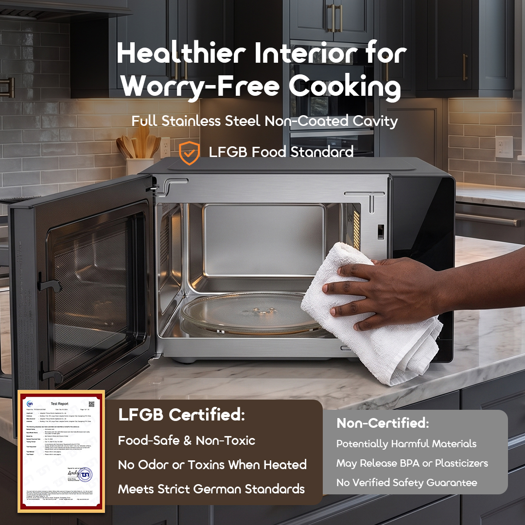 oraimo Microwave Air Fryer Oven InfiWave Nova OMO-821A 09 Full Stainless Steel Non‑Coated Cavity LFGB Certified