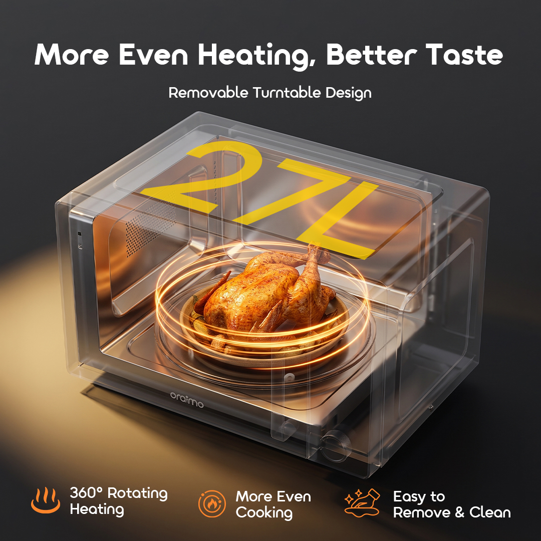 oraimo Microwave Air Fryer Oven InfiWave Nova OMO-821A 10 Removable Turntable Design 360 Degree Rotating Heating